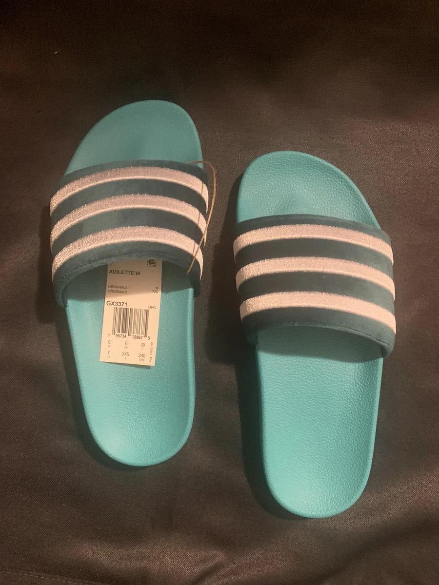 Sz 7 Adidas Adilette Womens Slides Mint Rush/Ftwr White/Legacy GX3371 NEW |