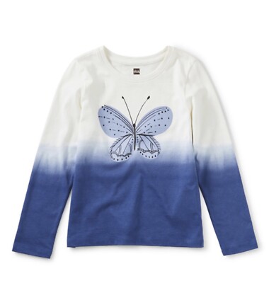 Tea Collection Girls Nightfall Butterfly Dip Dye Long Sleeve Top Tee Size 3 or 4