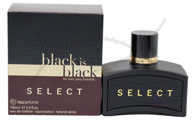 Black is Black Select by Nu Parfums 3.3 / 3.4 oz Edt Spray for Men New in Box