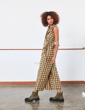 New Free People x ARYA JUMPER  EMERALD X OCHRE CHEX sz Small