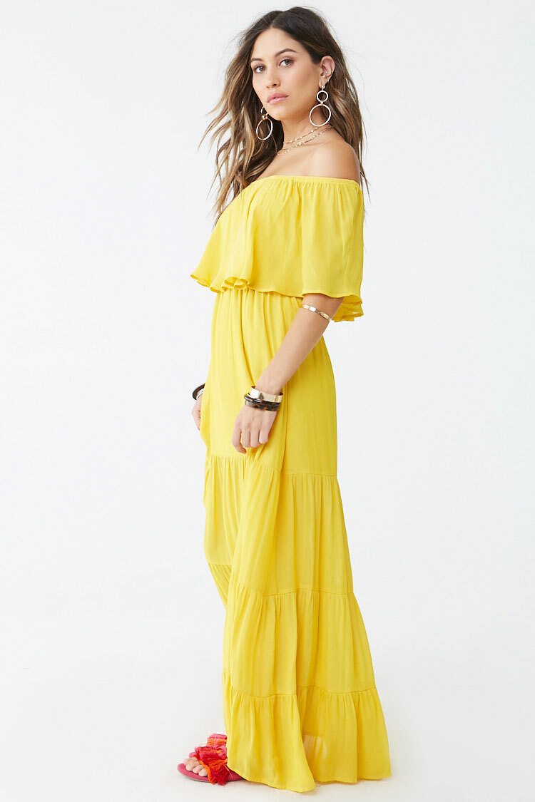 forever 21 off shoulder maxi dress Forever 21 Floral Off-the-Shoulder Smocked High-Low Dress