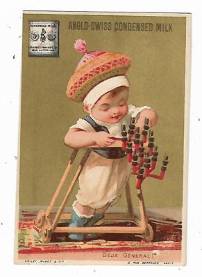 Trade Card Anglo-Swiss Condensed Milk  Co Cham Switzerland Baby Walker Milk Maid