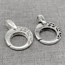 Sterling Silver Round Push Clasp 925 Silver Spring Ring Clasp for Necklace 16mm
