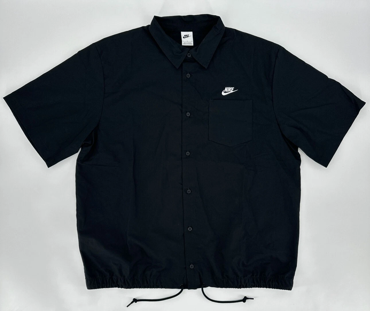 Nike Camicia Uomo Large Club Oxford Manica Corta Lavoro Bottoni Nero FN3902 010