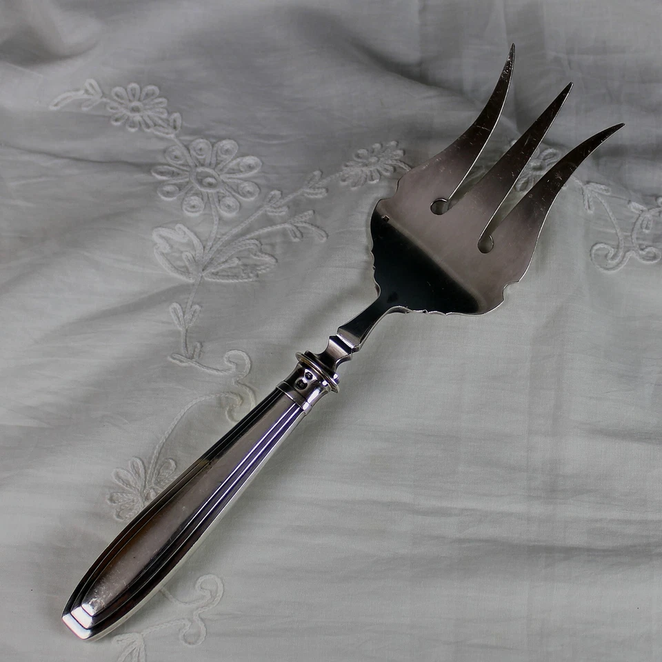 Antiguo juego de peces franceses de plata de ley en caja Foto 3 de 4