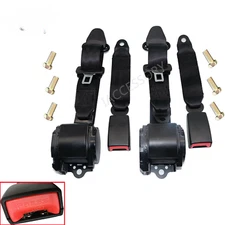 2x Retractable 3 Point Safety Seat Belt Straps Car Vehicle Adjustable Belt Kit