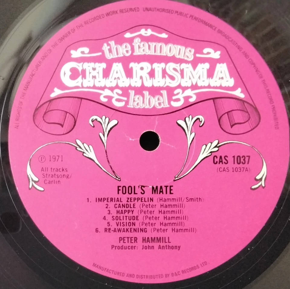 PETER HAMMILL - FOOL'S MATE 1971 CHARISMA CAS 1037 UK LP VAN DER GRAAF GENERATOR - Image 4 of 4