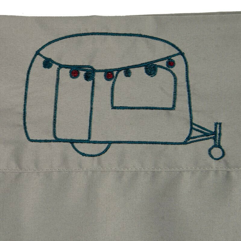 RV/Camper Microfiber Embroidered Sheet Set Grey/Teal, "Happy Camper" Choose Size eBay
