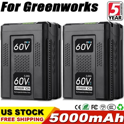 #ad #ad 2Pack For Greenworks Pro 60Volt 5 AH Lithium ion Battery 60V LB605 LB602 LB60A00 $159.99