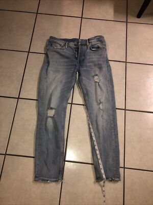 all saints cigarette jeans mens AllSaints Cigarette Jeans Men’s 30 Blue Faded Wash Skinny All Saints  Damaged