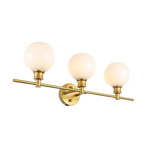 Living District Collier 3-Light Metal Wall Sconce in Brass and Frosted White - Picture 4 of 7