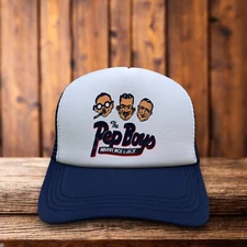 The Pep Boys Mens Trucker Hat Navy Vintage Auto Shop Manny Moe Jack Tires Cap