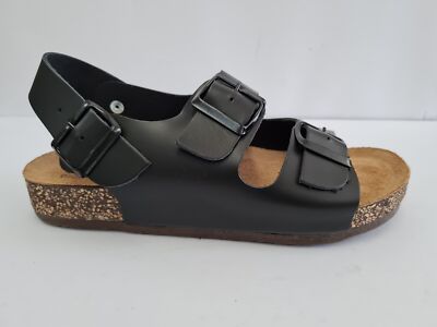 De Fonseca Herren Sandalen Taranto Leder mit Schnallen, Biolight 500 - SCHWARZ (Schwarz)  
