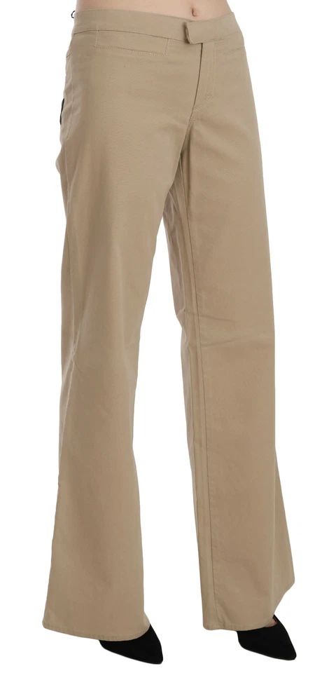 Pantalones acampanados JUST CAVALLI beige algodón cintura media IT44/US10/L PRECIO DE VENTA SUGERIDO POR EL FABRICANTE $300 Foto 2 de 4