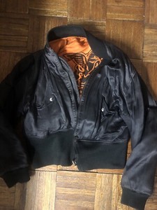black satin bomber jacket