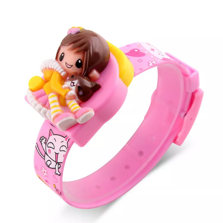 Kids Children Girls Pop Up Watch Toys Colourful Cartoon Digital