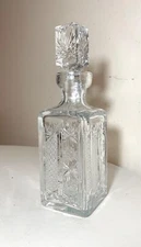 vintage American brilliant cut clear crystal liquor wine decanter glass bottle