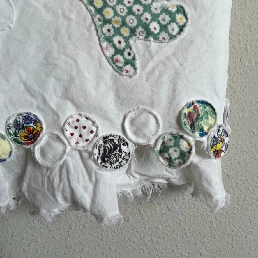 Falda Odille Blanco Apliques Dobladillo Crudo Talla 2 Algodón Seda Foto 2 de 4