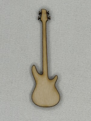 Custom Laser Cut Unfinished Bass Guitar Shape Wood Craft Cutout
