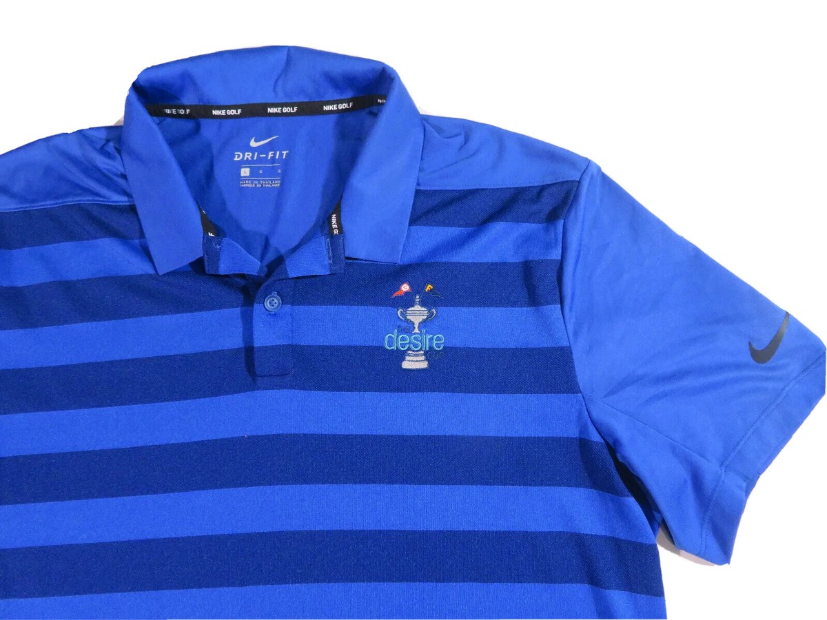 Nike Golf Dri Fit Mens The Desire Cup Striped Polo Shirt sz