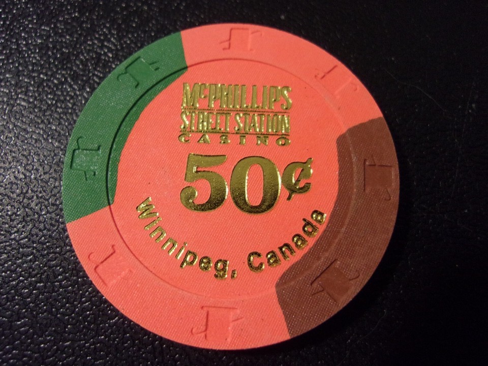 McPHILLIPS STREET STATION CASINO 50¢ hotel gaming poker chip Winnipeg