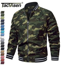 Full Zip Bomber Jackets Men's Casual Jacket Pilot Coats Spring Fall Thin Outwear