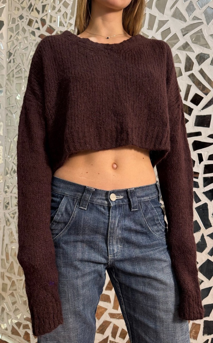 Reformation Wenda Sweater Alpaca | Wool Cropped Wine Brown