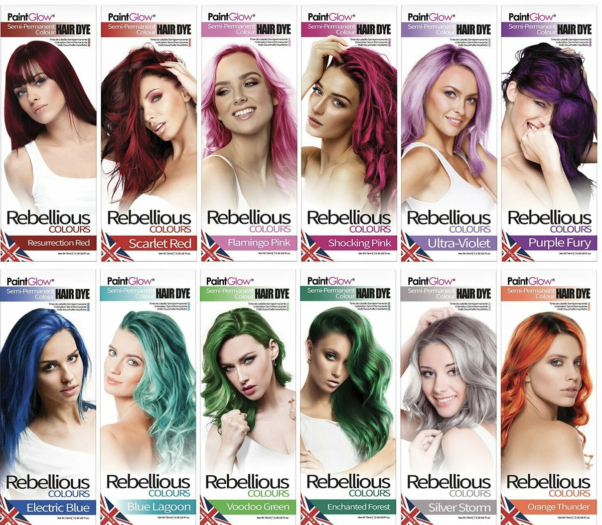 2X Semi Permanent Hair Dye 70ml Rebellious Colours 100 Vegan Hair Colour Dye