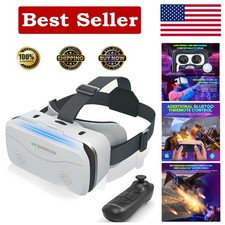 VR Headset for Smartphones 4.7-7 Inch with Bluetooth Controller, Aspheric HD Len
