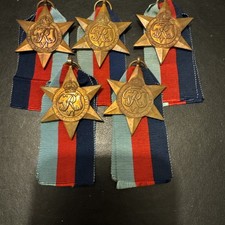 5 x WORLD WAR 2 " THE 1939-1945 STAR " MEDAL   - GEORGE VI CROWN Original Ribbon