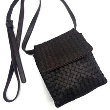Borsa a tracolla Bottega Veneta Intrecciata in pelle marrone scuro pochette a tracolla