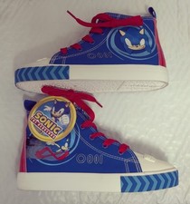 SONIC Boys Sneakers The Hedgehog High Top Lace Up Size 4 Brand NWT Speed Blue