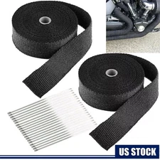 2 Roll x 2" 50FT Black Exhaust Wrap Header Manifold Fiberglass Heat Wrap Tape