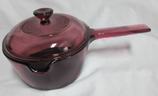 Corning Visions Cranberry Pour Spout 1L Non Stick Teflon Sauce Pan with Lid
