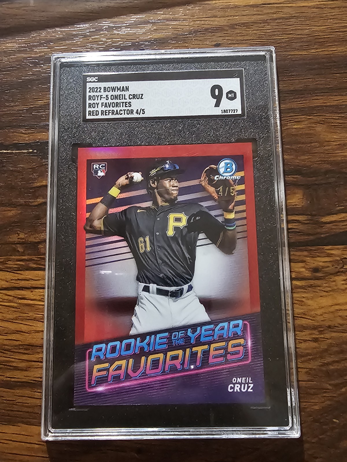 2022 Bowman Chrome Oneil Cruz Rookie of the Year Favorites Red Refractor /5 🔥🔥
