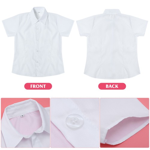 1pz Camicia Uniforme Stile Giapponese Ragazza Camicia Bianca Manica Corta Taglia M - Foto 3 di 12