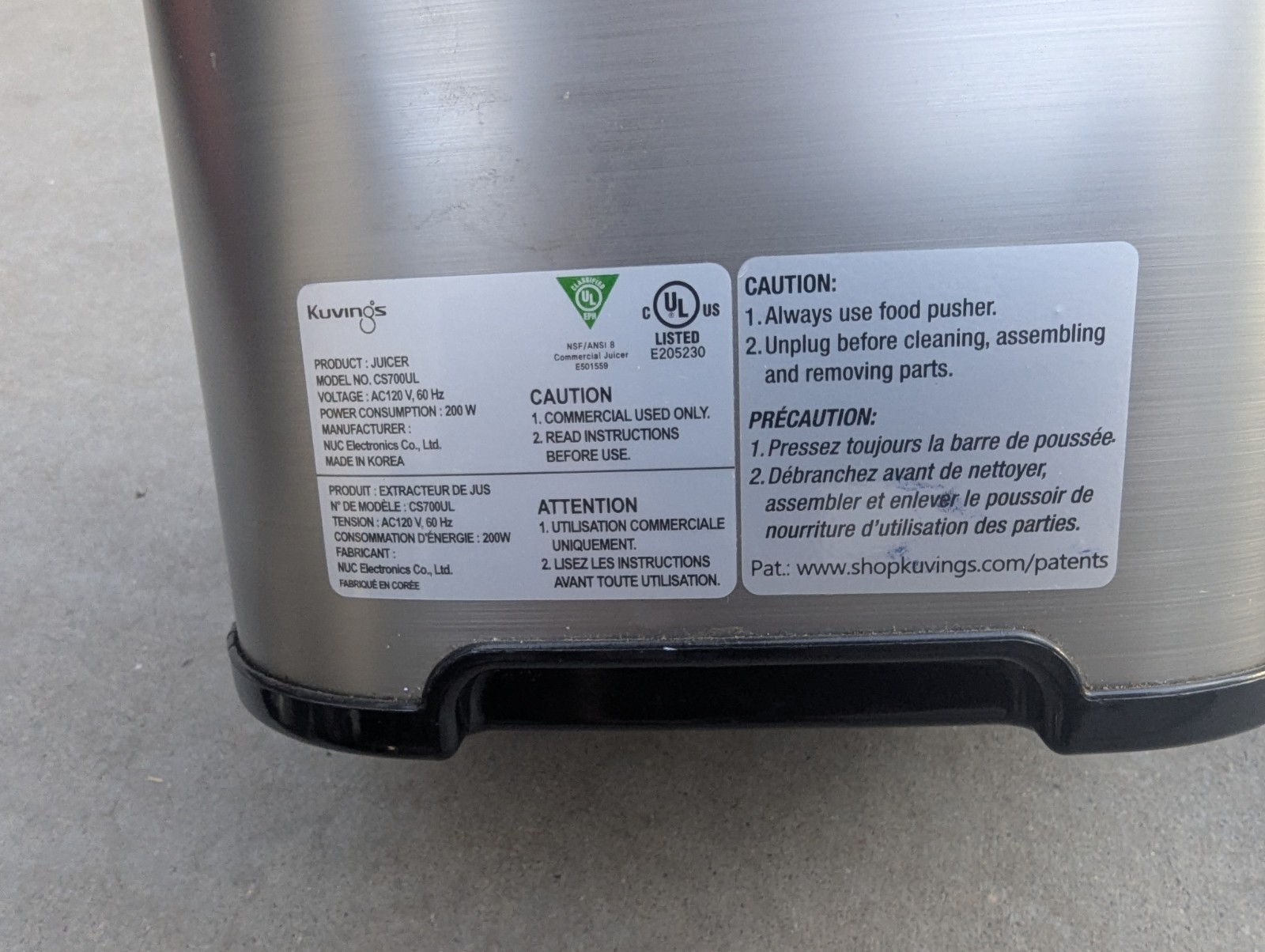 Kuvings Stainless Steel Masticating Juicer Master Chef CS700