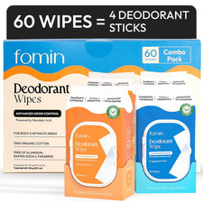 Fomin Deodorant Wipes, Citrus Harmony and Fragrance Free, 60 pk.