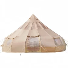 Canvas Hot Tent with Stove Jack - 19.7x11.5ft Bell Yurt for Family Glamping