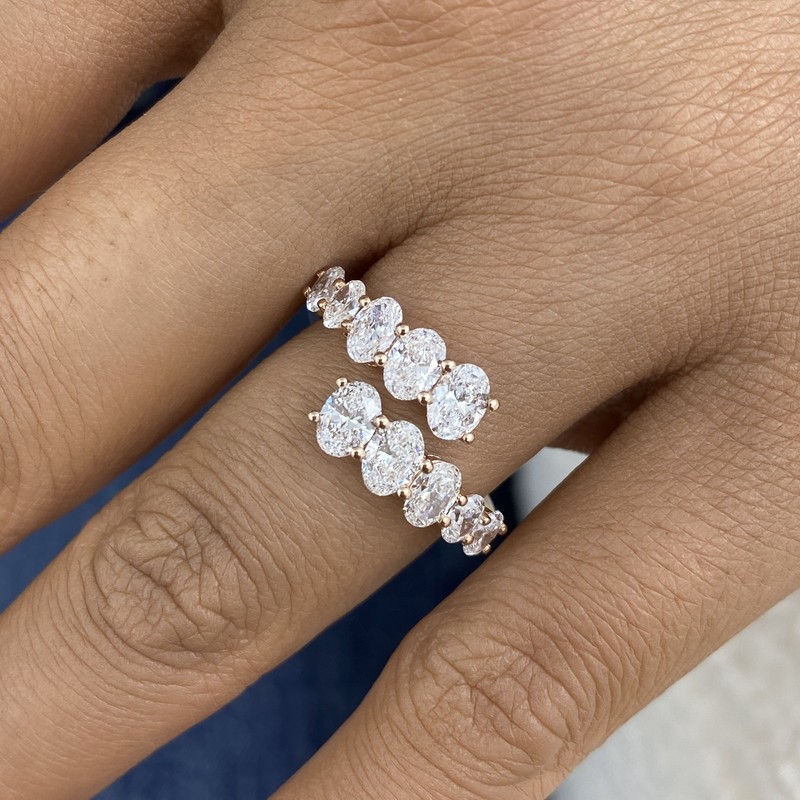1.9ct Oval Band Ring Rose Gold 14K Labcreated Diamond F/VS