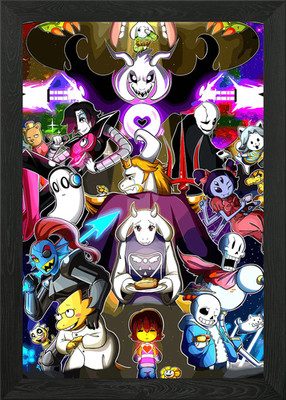 Undertale Figuren Collage gerahmtes Wandbild Poster Leinwanddruck Bild