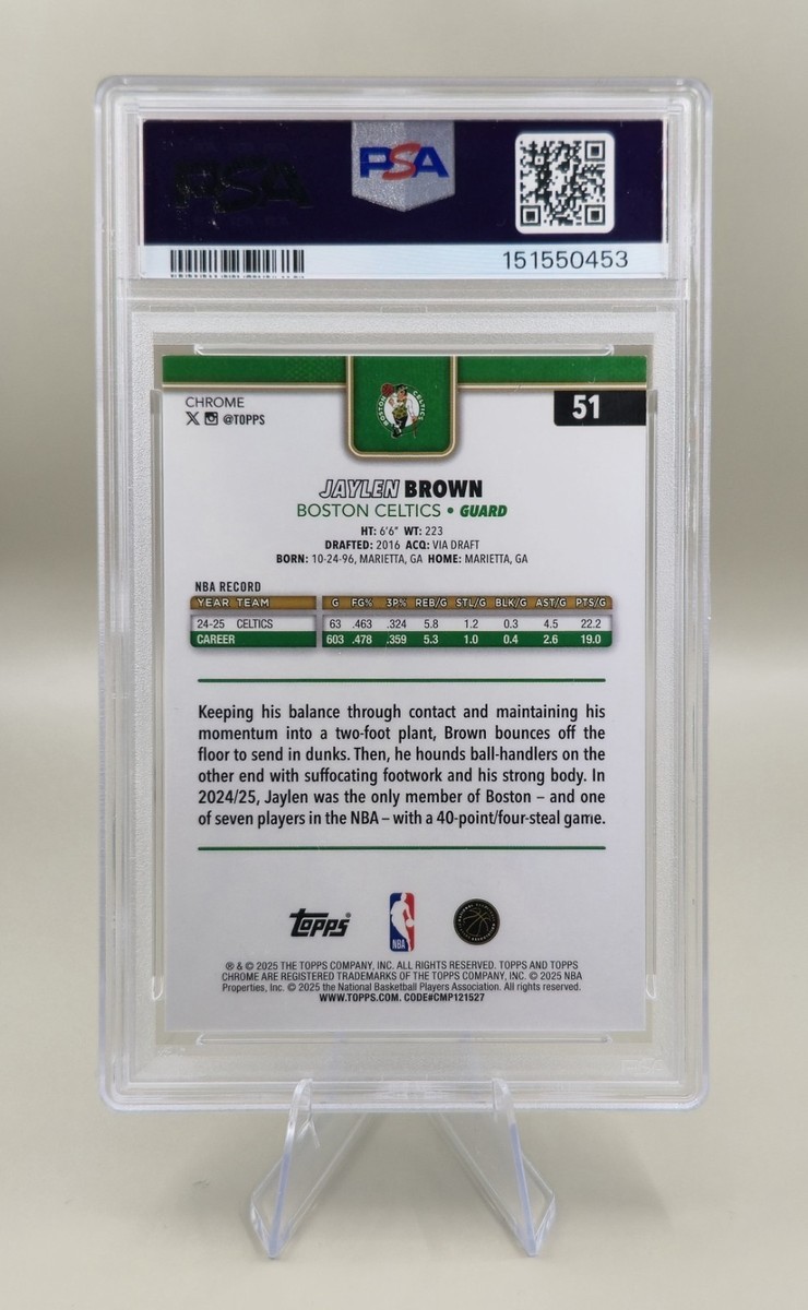2025-26 Topps Chrome - Jaylen Brown #51 Gold Pulsar Refractor /50