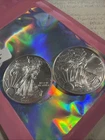 Pair - 2021 American Silver Eagle 1 Troy Oz. .999 Fine Silver Bullion $1 Coin BU