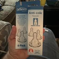 Dr. Brown s Natural Flow Anti-Colic BPE-Free Nipples - Level 1 Slow - 6 Count