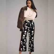 Anthropologie Colette Cropped Velvet Wide Leg Pants Maeve Side Stripe Sz 30 NEW