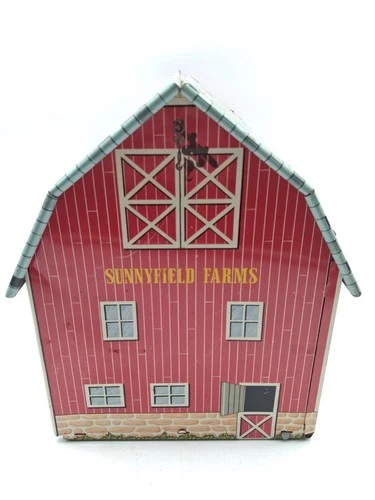 Vtg 1950’s Tin Sunnyfield Farms Red Barn Ohio Art Tin Litho Barn Roof 11"