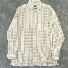 Ermenegildo Zegna Dress Shirt Mens XL Beige Stripe Button Down Made in Italy
