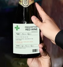 Red Wine Prescription Bottle Novelty Label | Adults Birthday Gift | Humour
