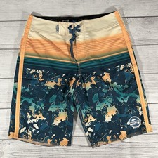Salt Life Board Shorts Mens Size 28 Swim Trunks Orange Blue Green SLX-QD Vapor