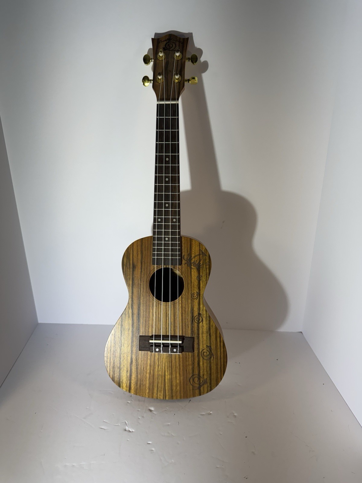 Snail UKC-486 Concert Ukulele Hand Carved Snails Tiger Wood Only Played Twice